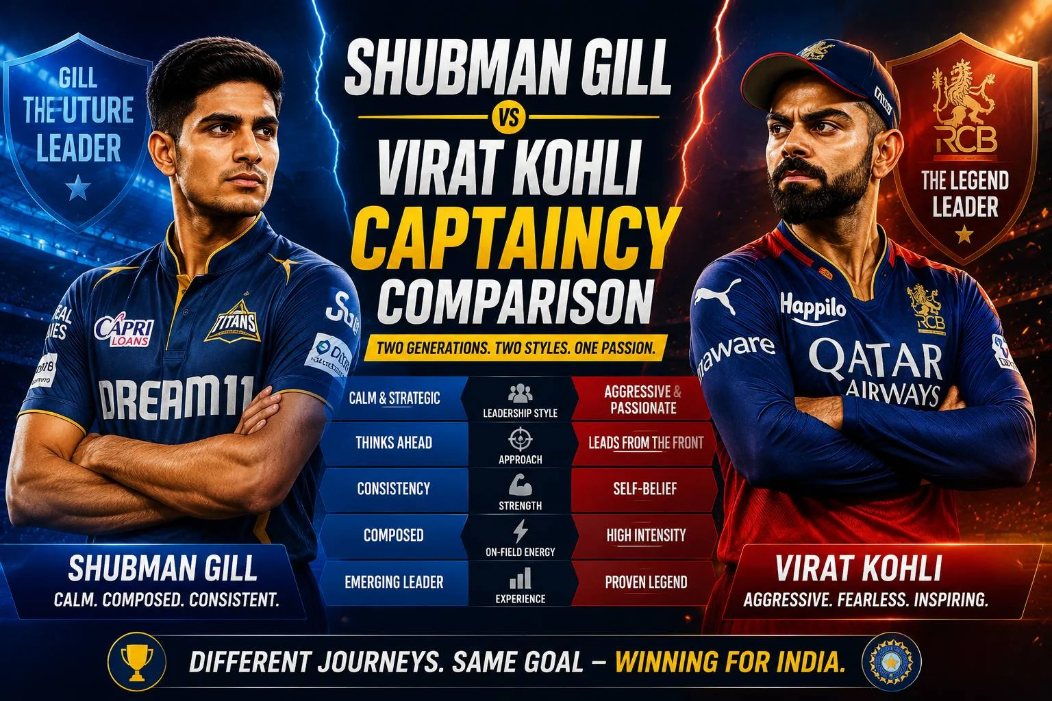 Shubman Gill vs Virat Kohli Captaincy Comparison